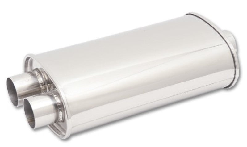 Vibrant StreetPower Oval Muffler 5in x 9in x 15in - 3in inlet/Dual Outlet (Center In - Dual Out)