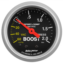 Load image into Gallery viewer, Autometer Sport-Comp 52mm 60cm/HG -2.0 Bar Mechanical Boost Gauge