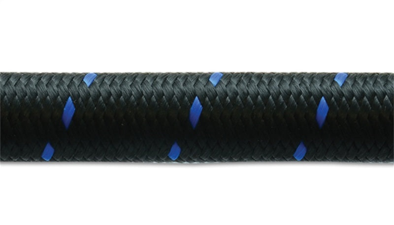 Vibrant -6 AN Two-Tone Black/Blue Nylon Braided Flex Hose (2 foot roll)