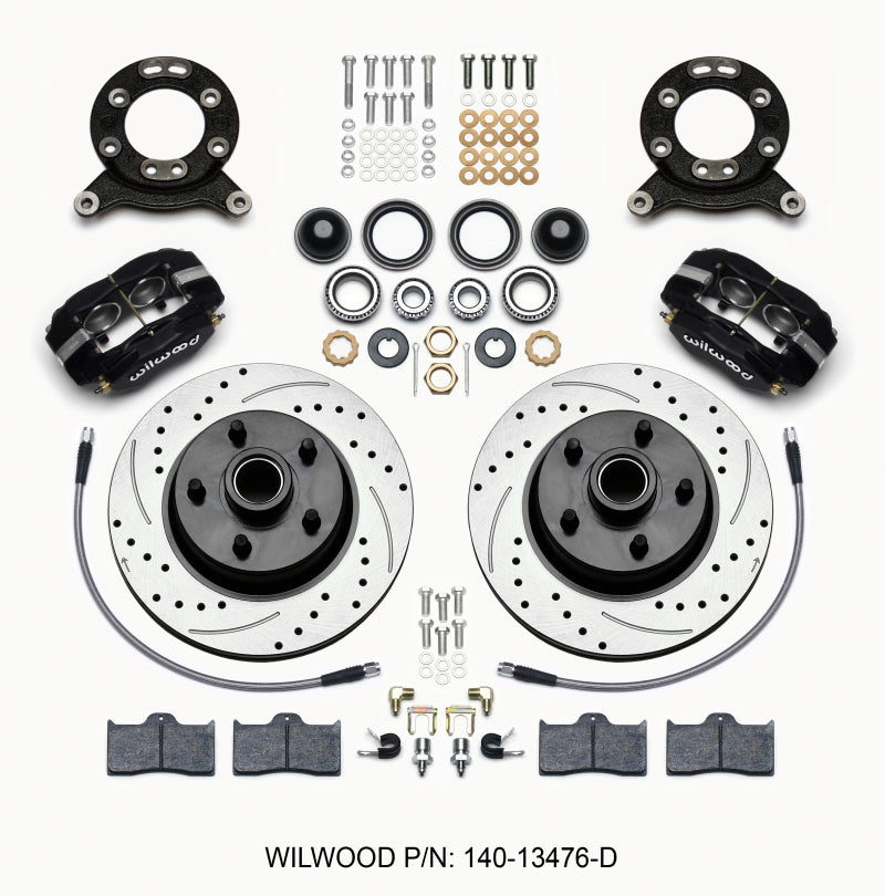 Wilwood Forged Dynalite-M Front Kit 11.30in 1 PC Rotor&Hub-Drill 65-69 Mustang Disc & Drum Spindle